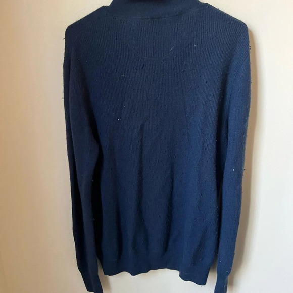 Burberry Cashmere Wool Navy Quarter Zip Sweater - Picture 6 of 8